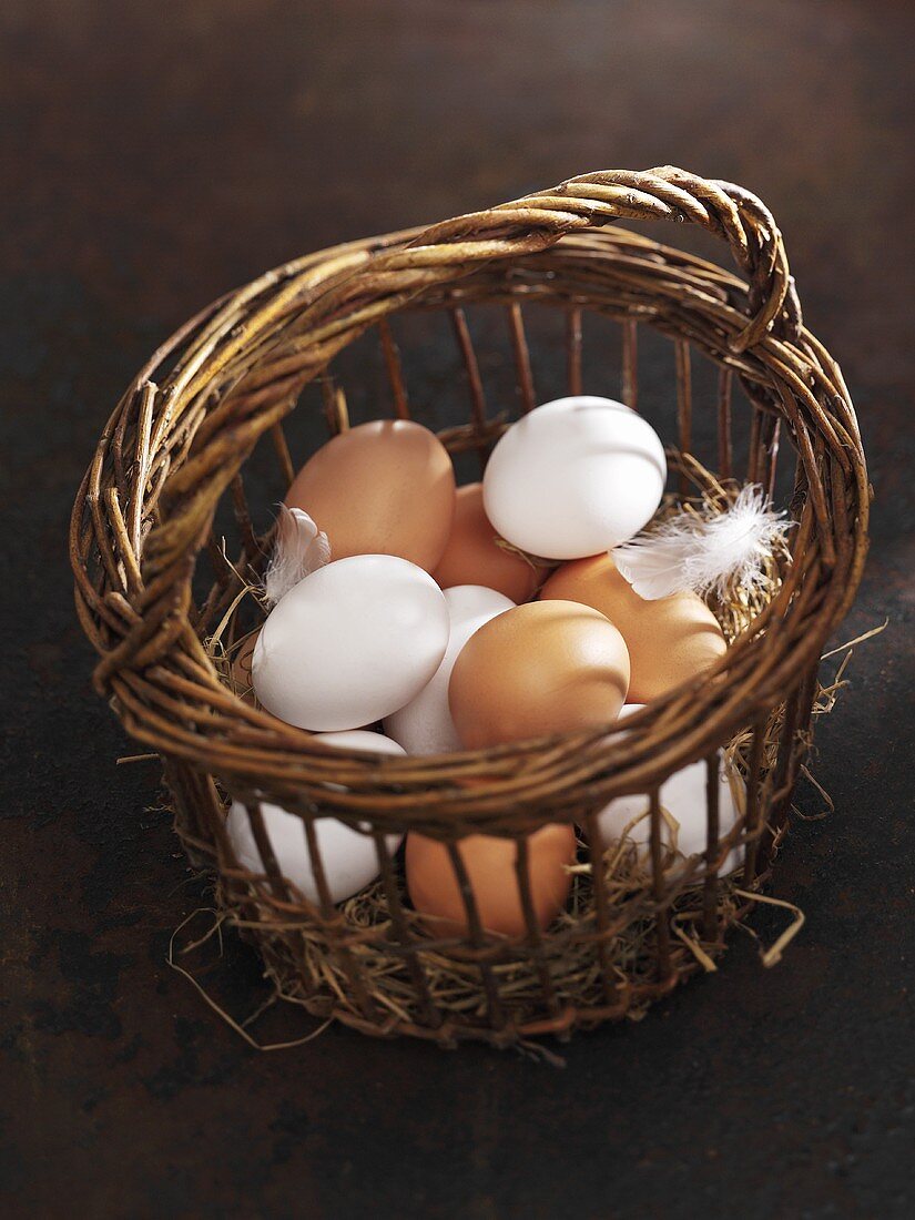 A basket of fresh eggs