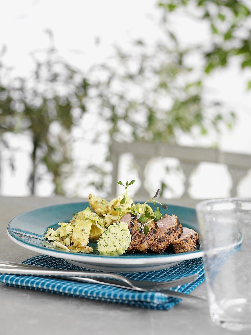 Pork fillet with potato salad