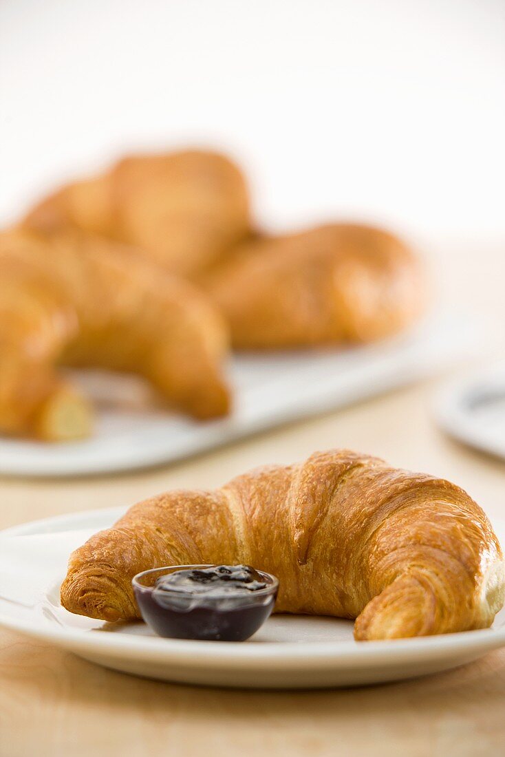 Croissants with forest fruits jam