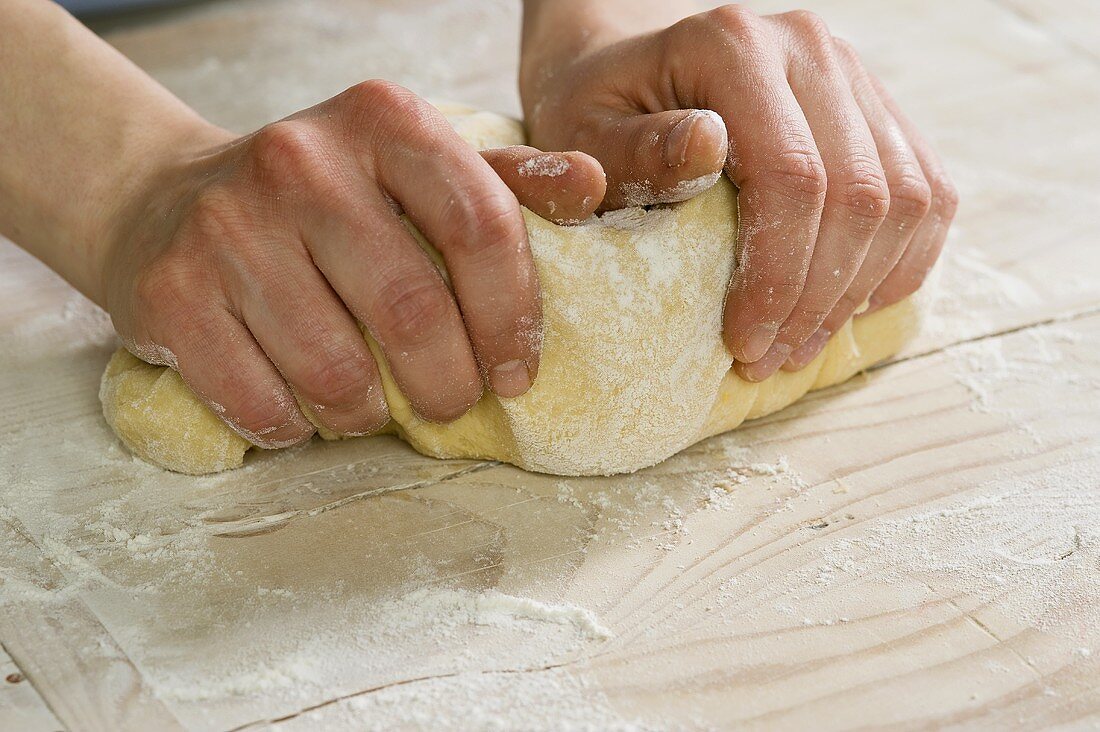 Kneading sweet yeast dough
