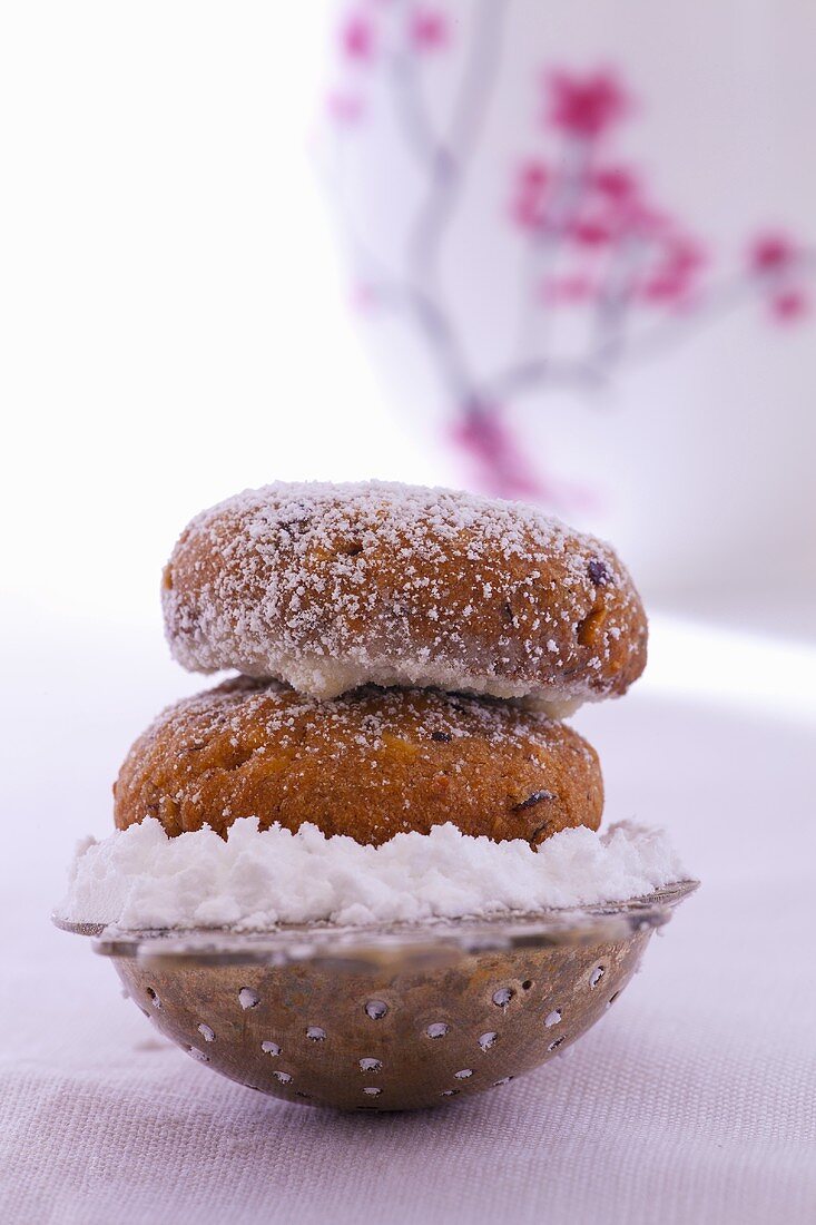 Russian nut cookies with vodka and powdered sugar