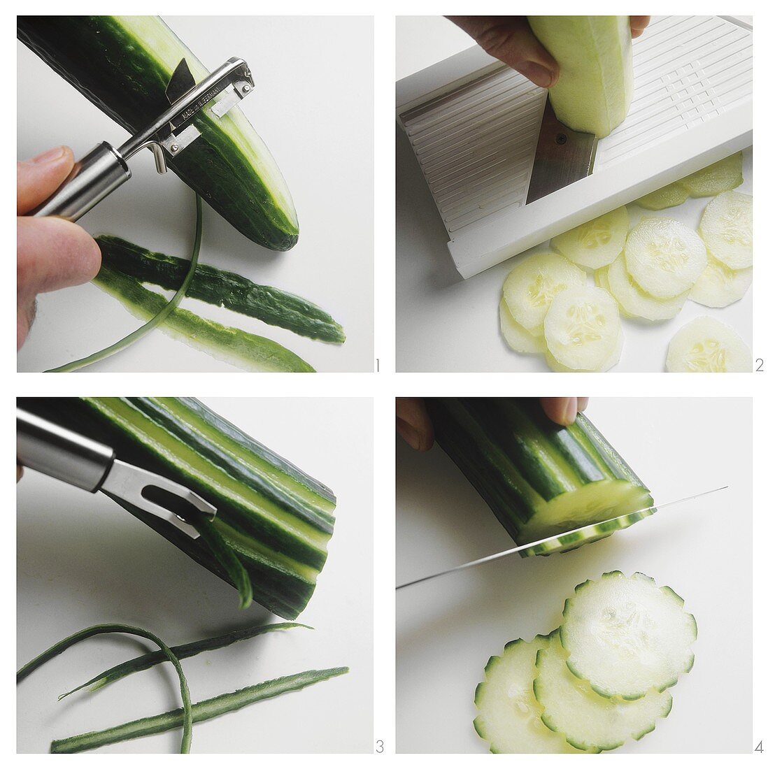 Peeling and slicing cucumber