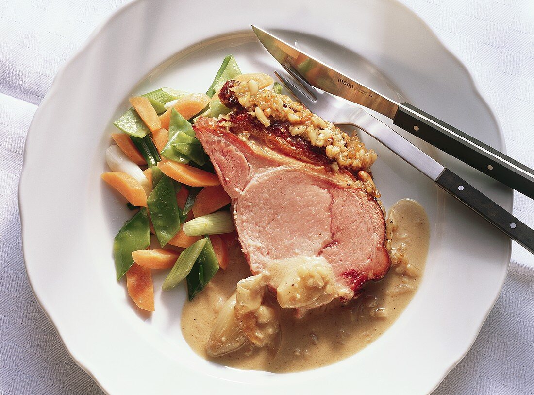 Roast Pork with sweet-spicy Crust and Vegetables
