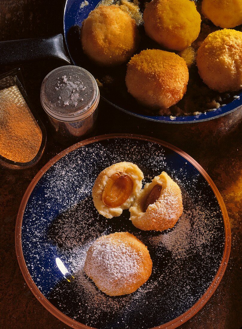 Wachau-Style Apricot Dumplings with powdered Sugar