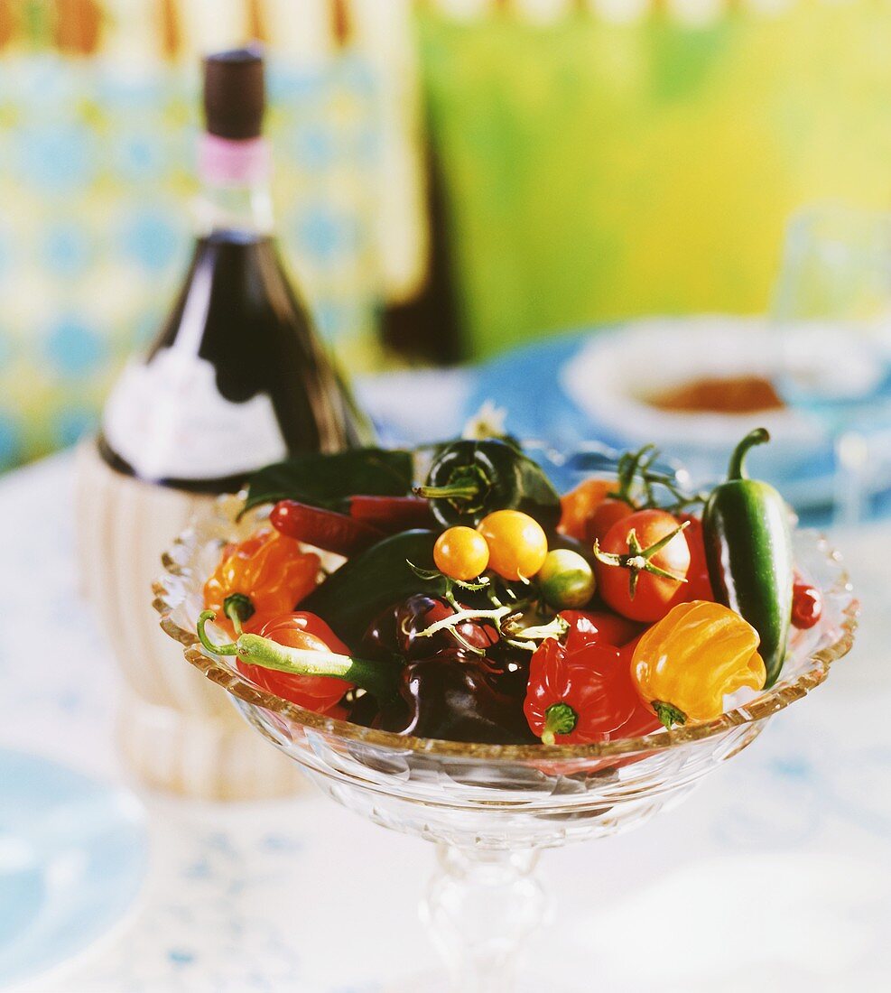 Fresh vegetables in a glass bowl