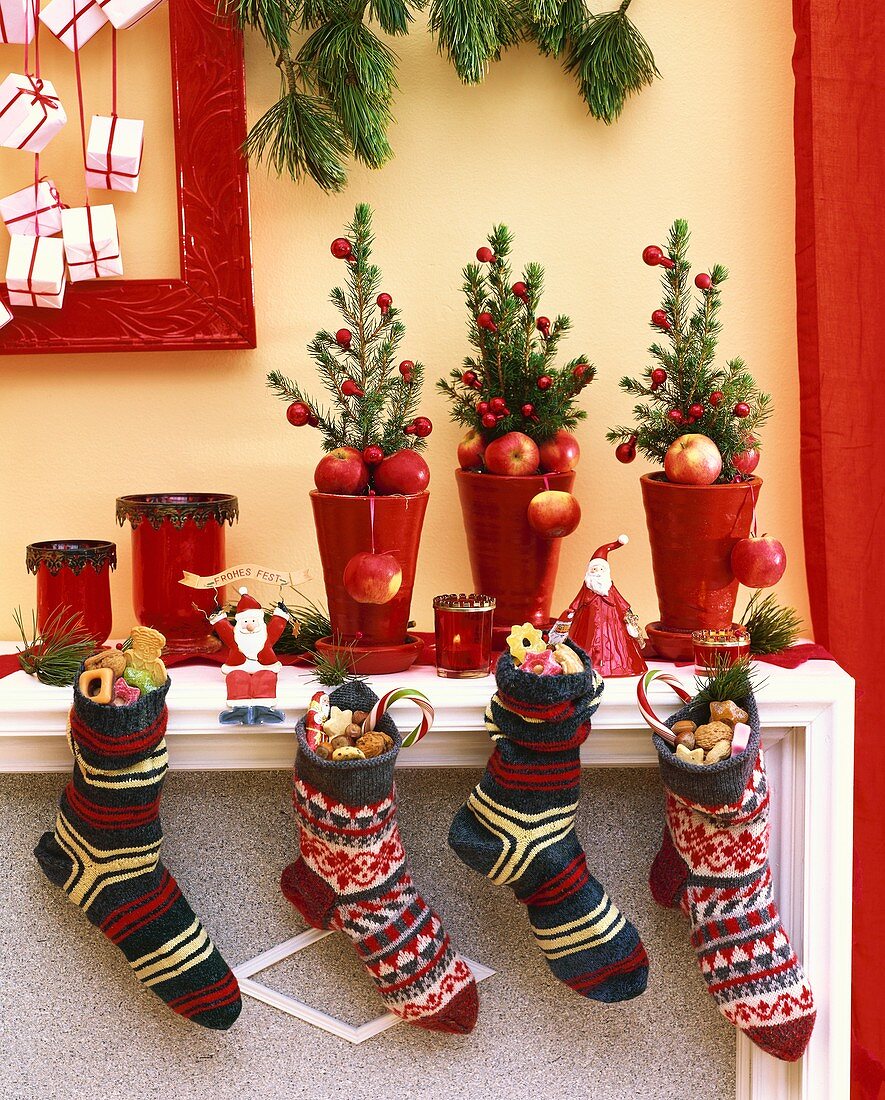 Mantelpiece with Christmas stockings