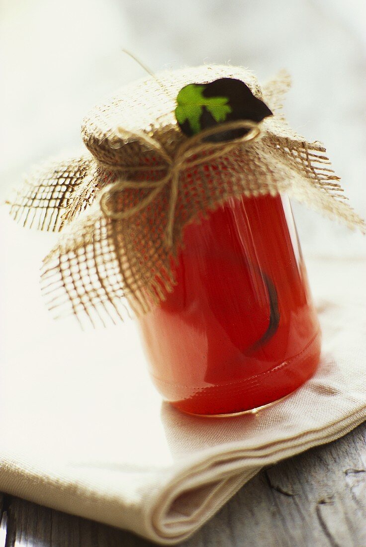 Quince jelly in jar
