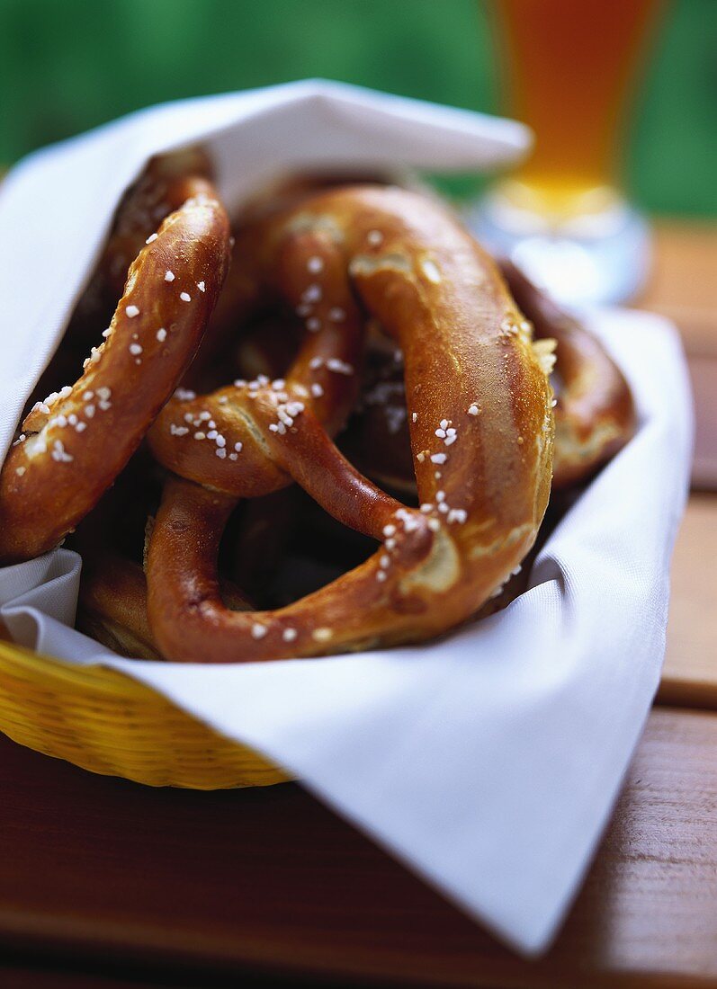 Pretzels in bread basket