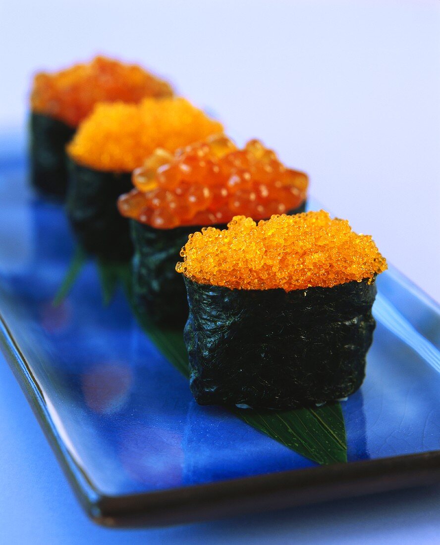 Ikura-Sushi mit Lachskaviar