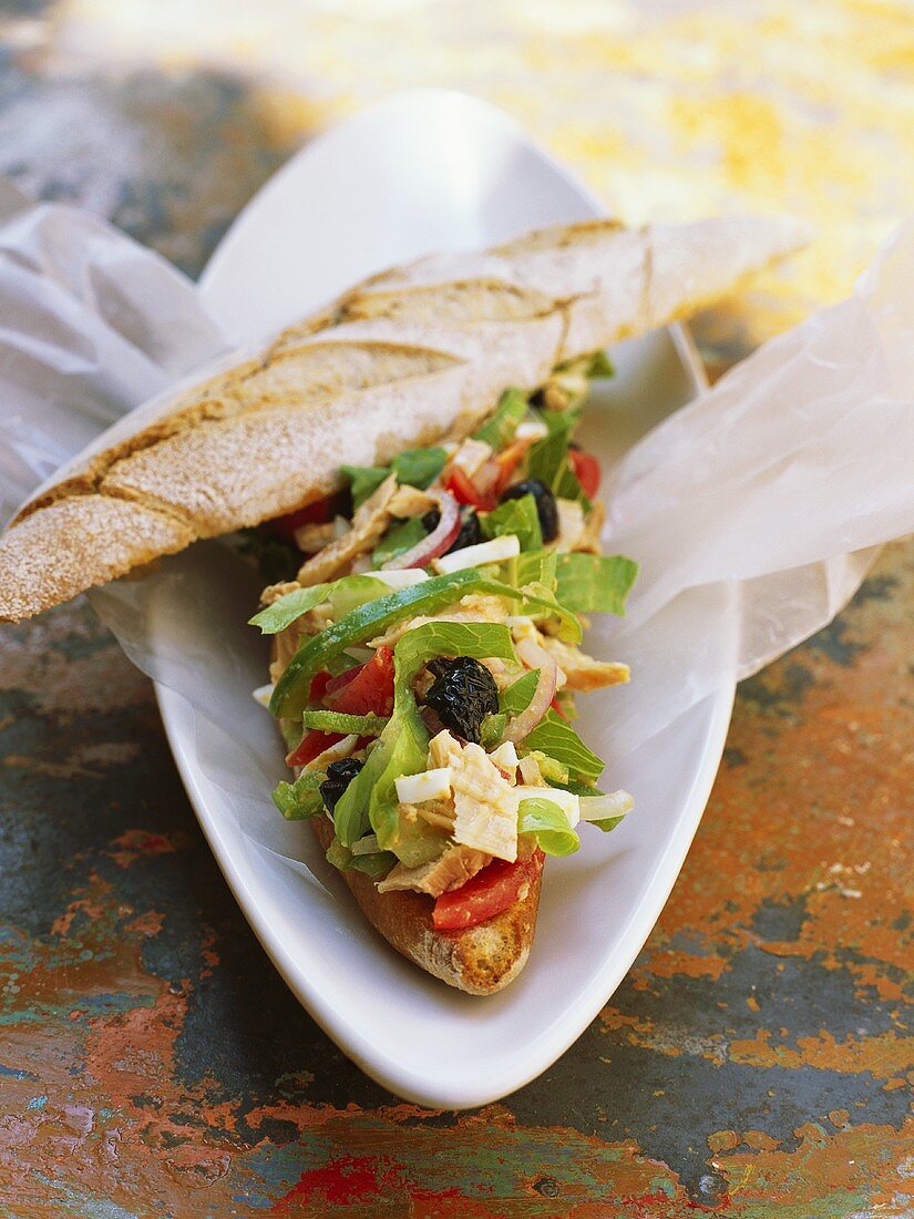 Baguette with tuna salad