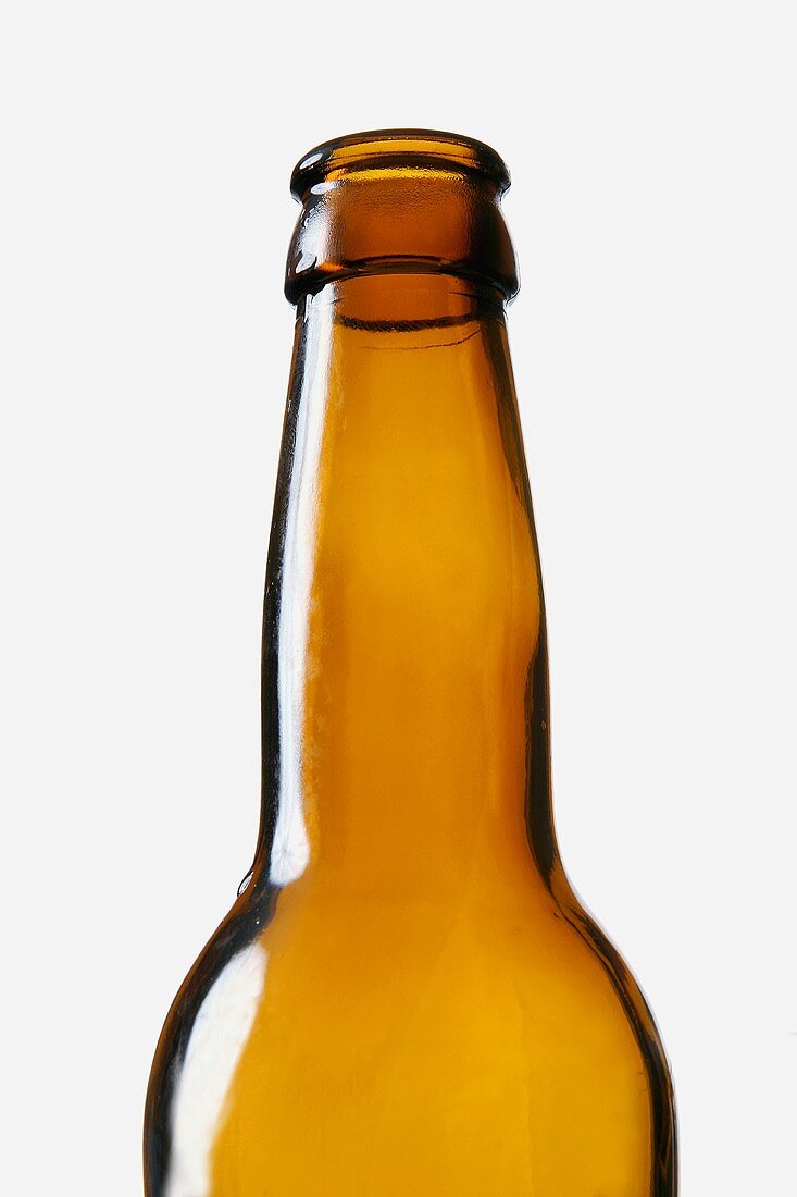 Neck of a brown glass bottle