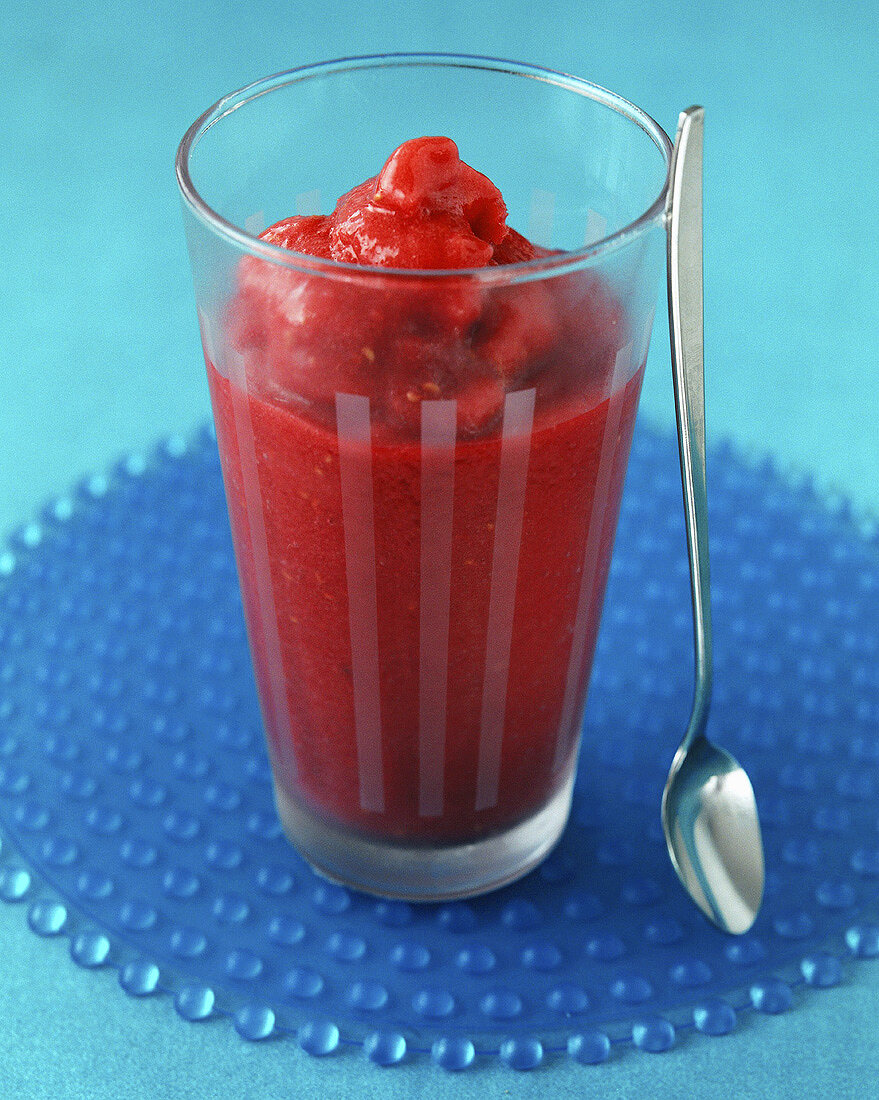 Raspberry smoothie in glass