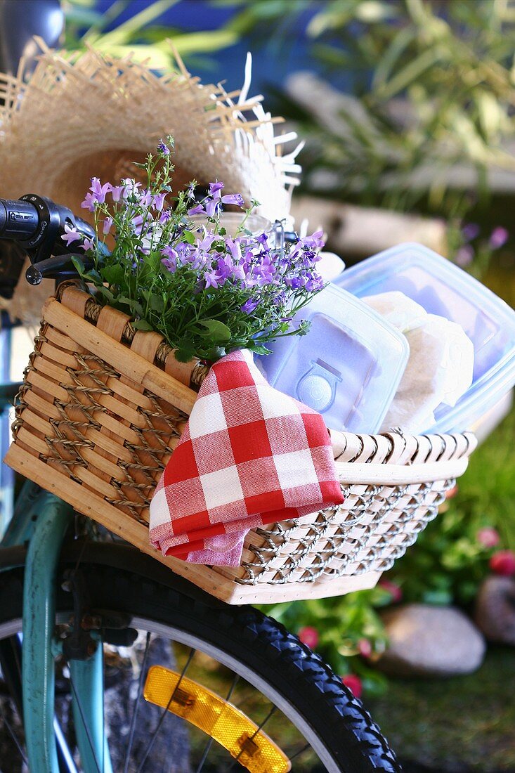 Picnic basket on a bicycle