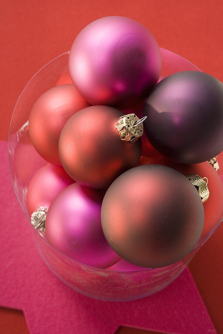 Red and purple Christmas baubles