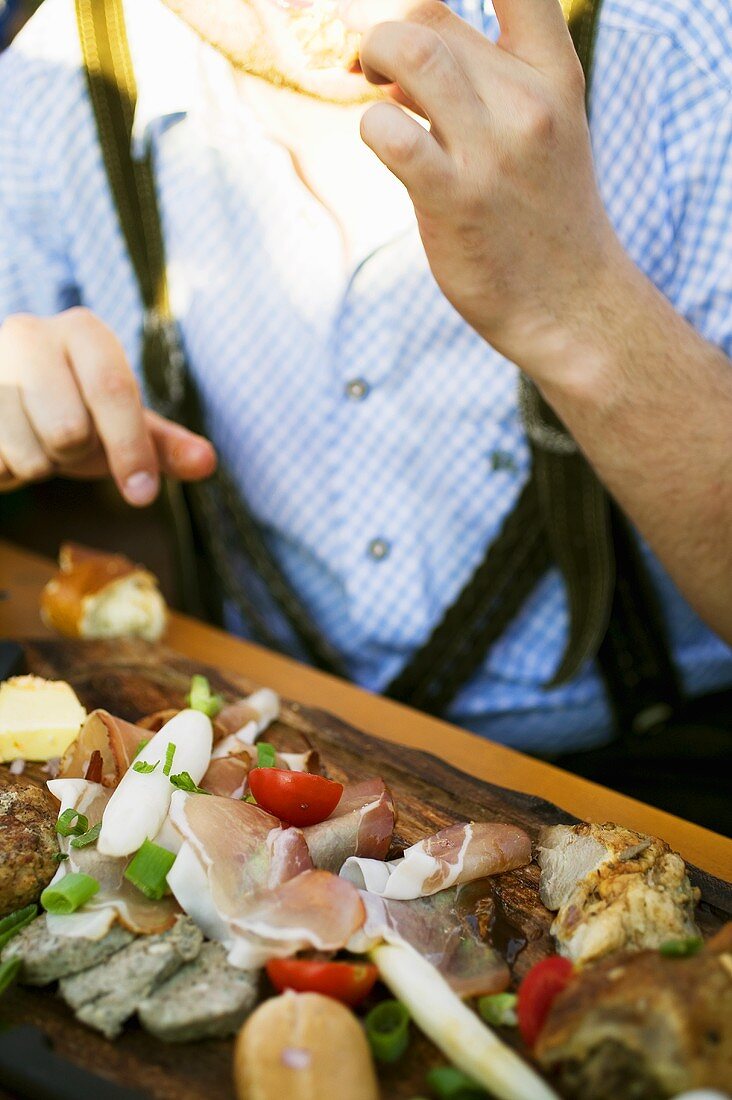 Hearty snack in a beer garden