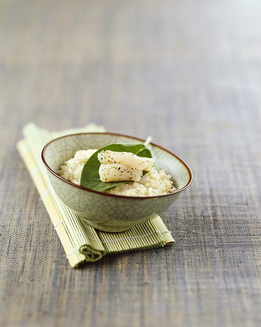 Green tea risotto with fish