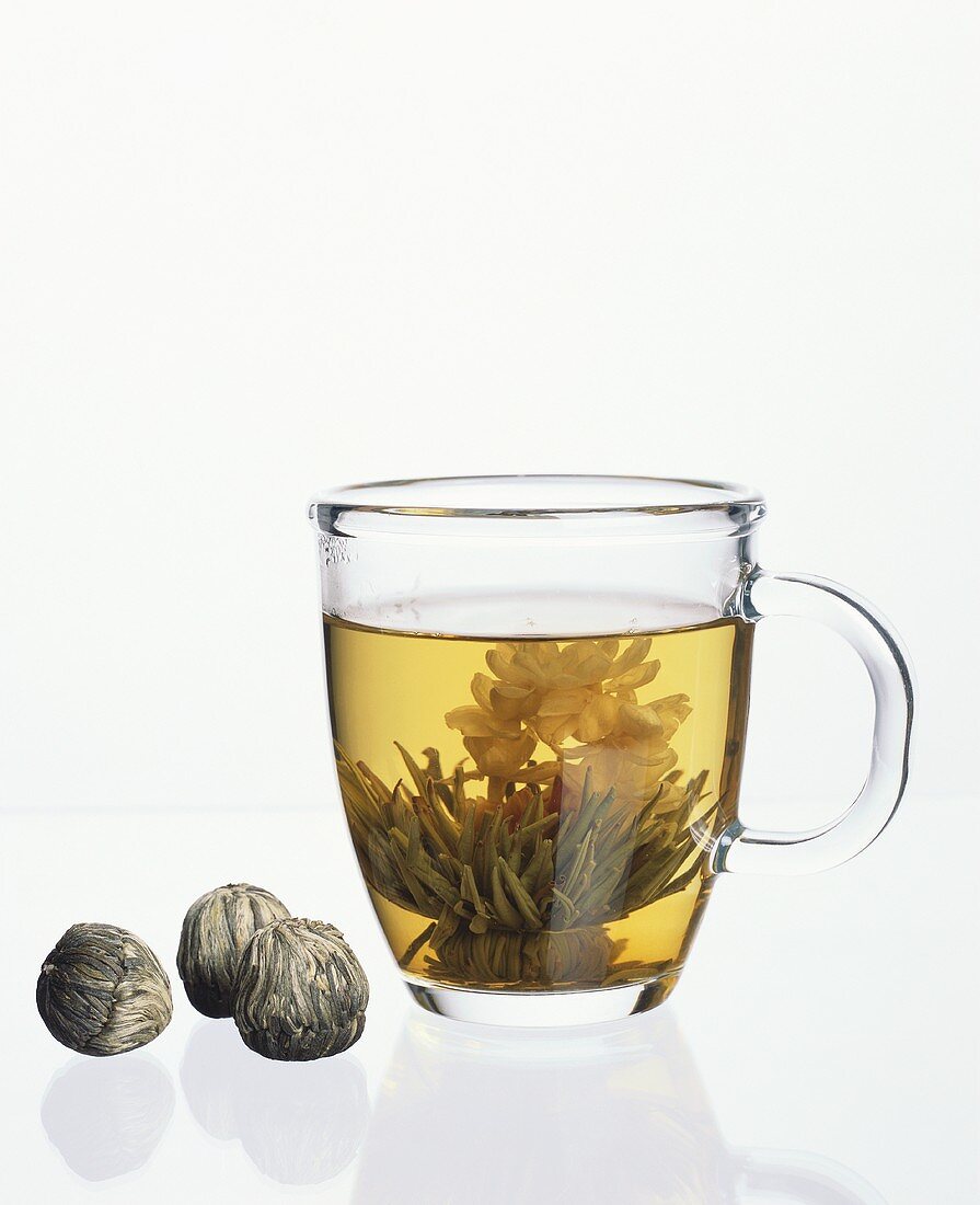 Jasmine tea in glass cup
