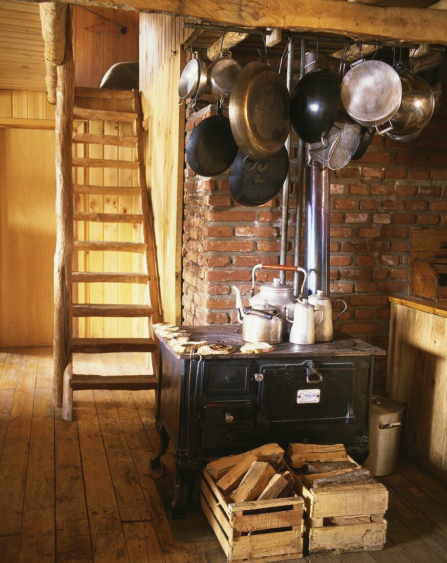 Rustic kitchen with old range