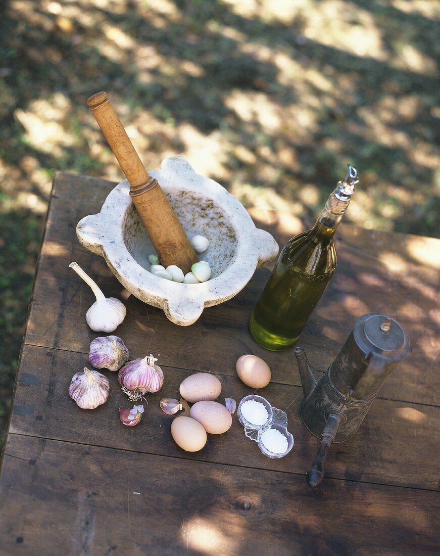 Ingredients for garlic mayonnaise