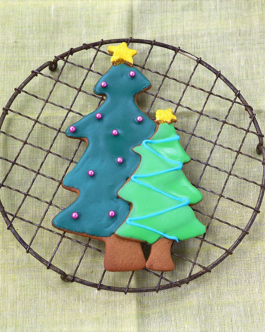 Two gingerbread Christmas trees