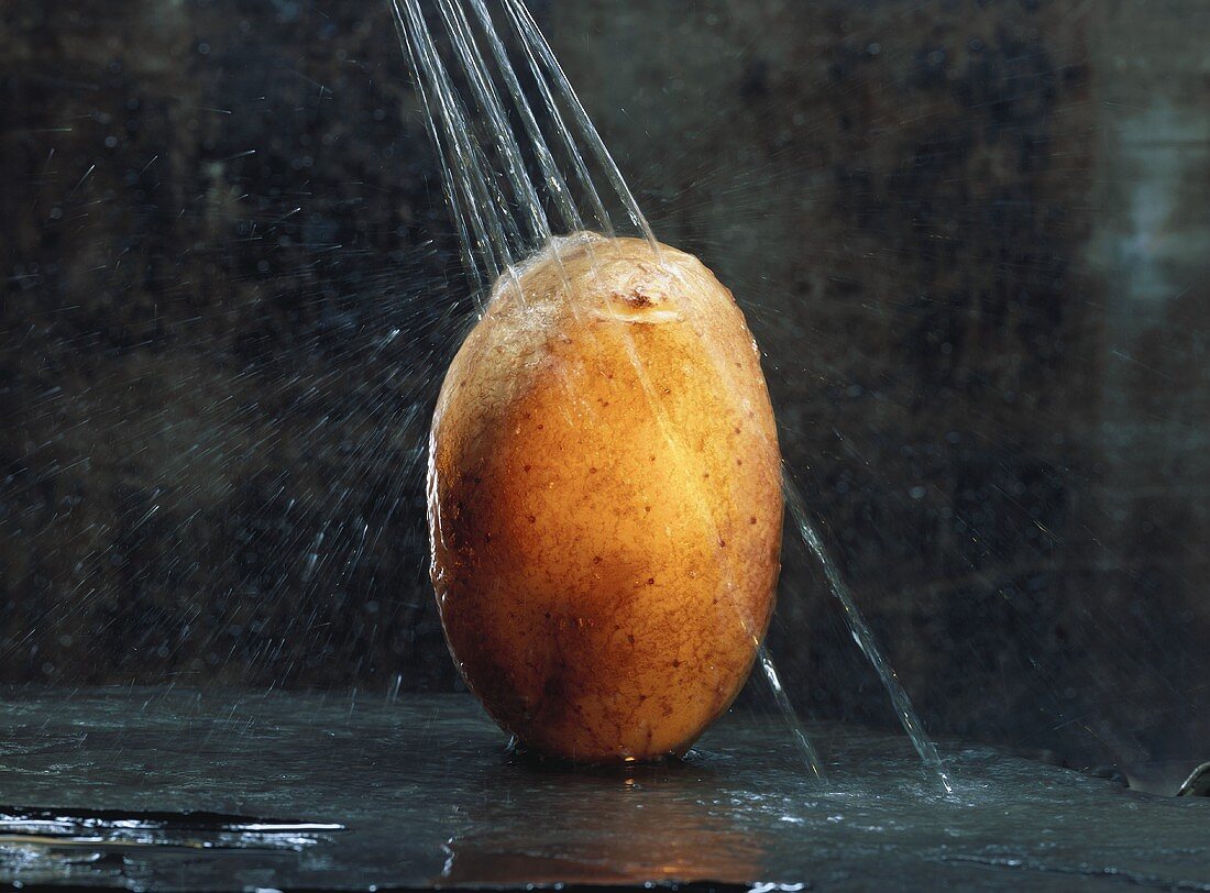 Washing a potato