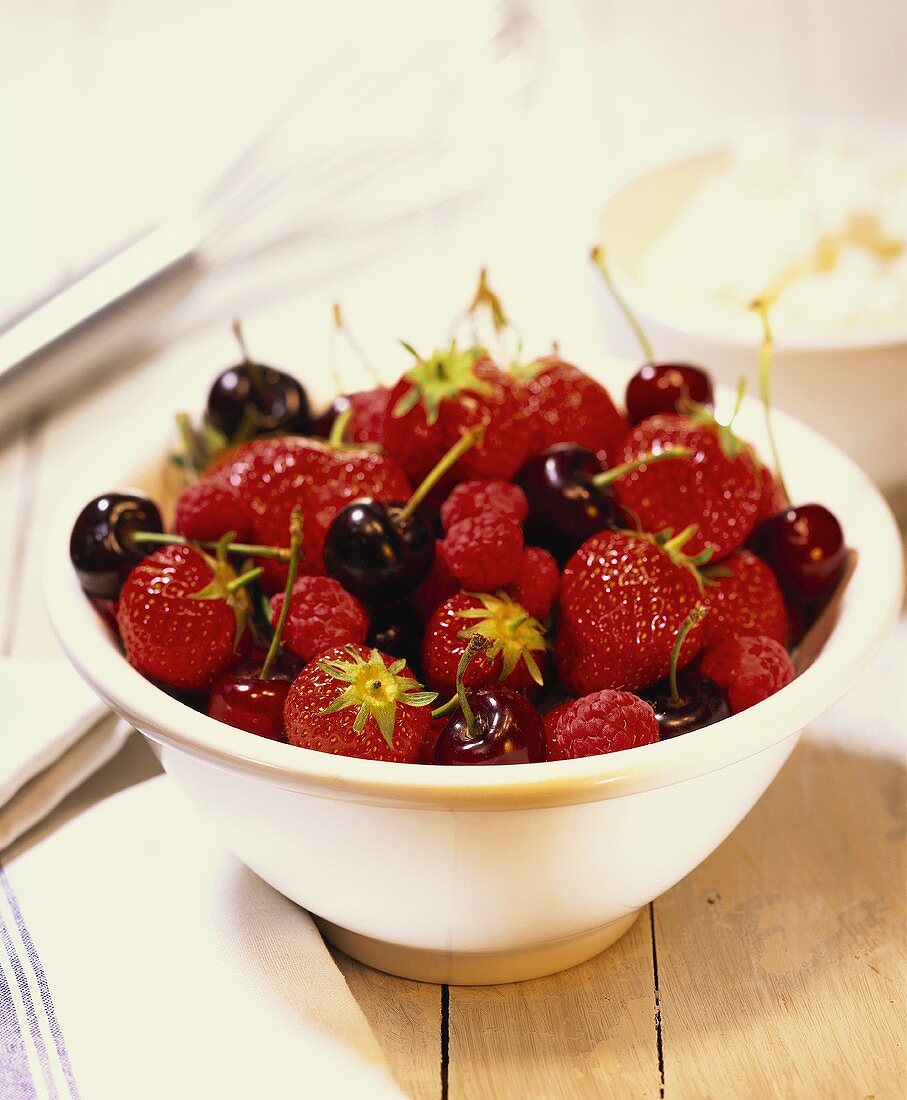 Fresh berries and cherries