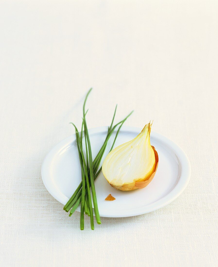 Chives and half an onion