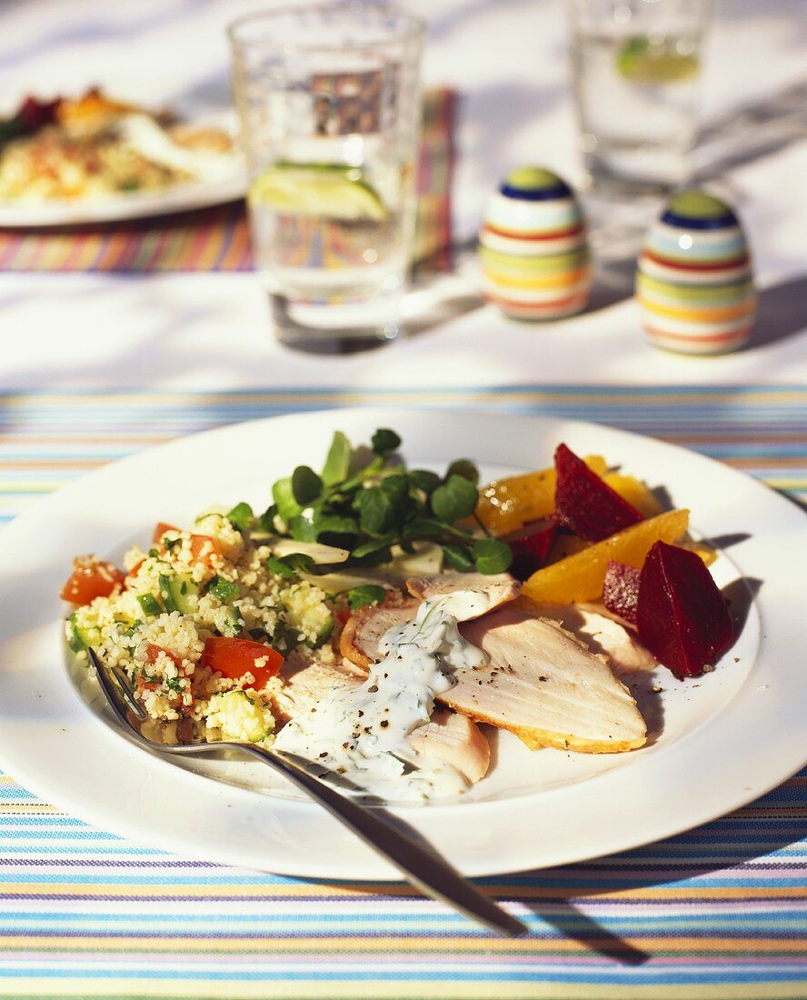 Gebratene Hähnchenbrust mit Couscous