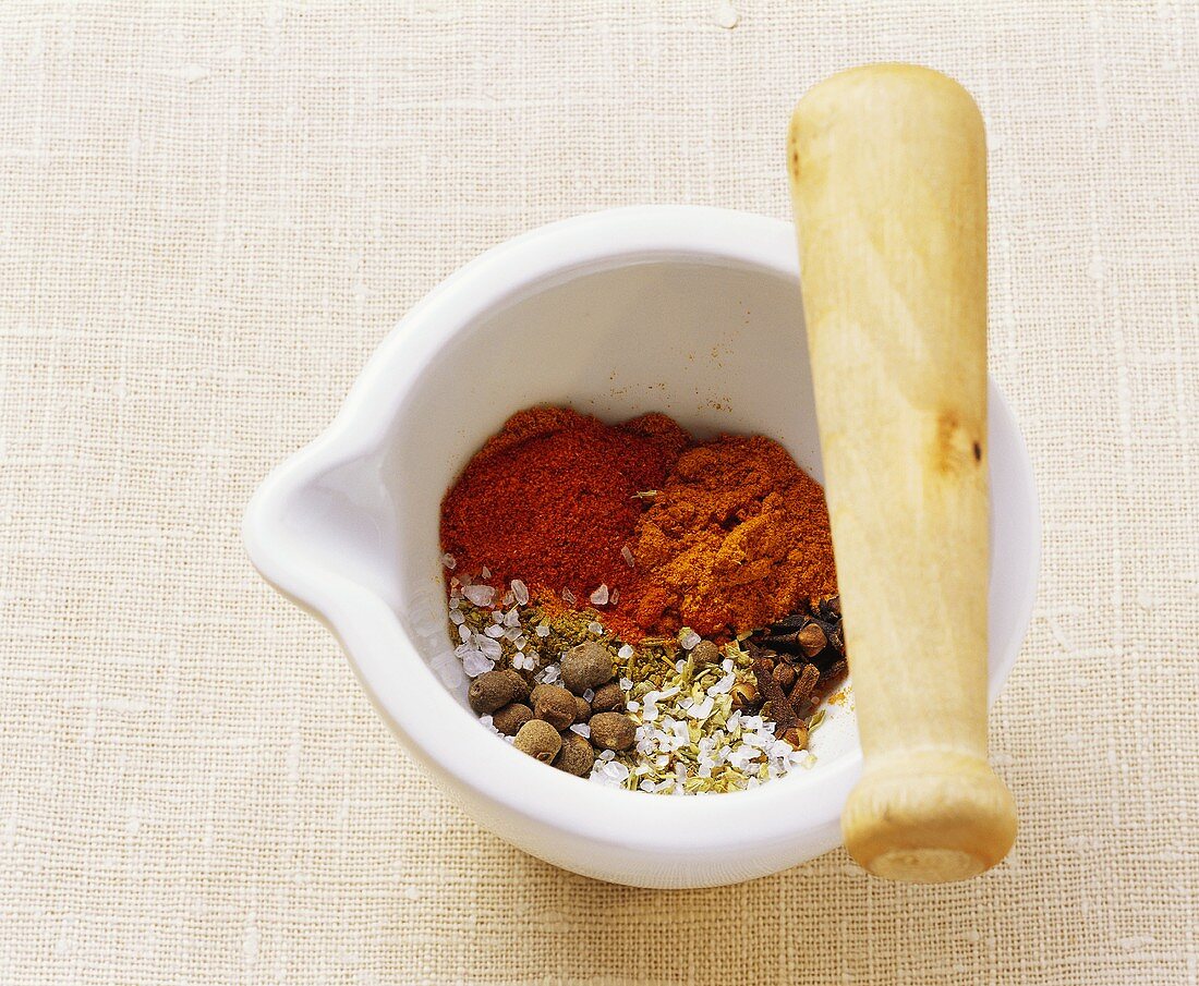 Mortar with spices