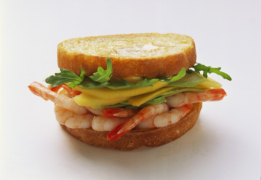 Shrimp and rocket sandwich