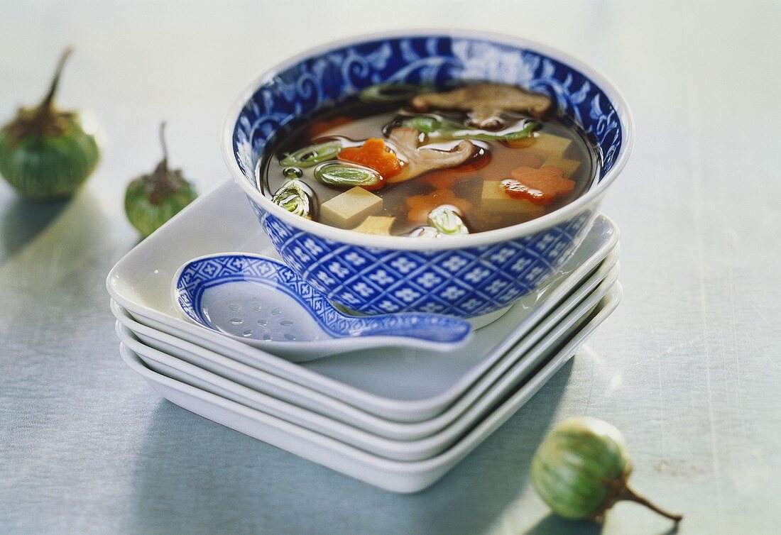 Chinesische Gemüsesuppe mit Tofu