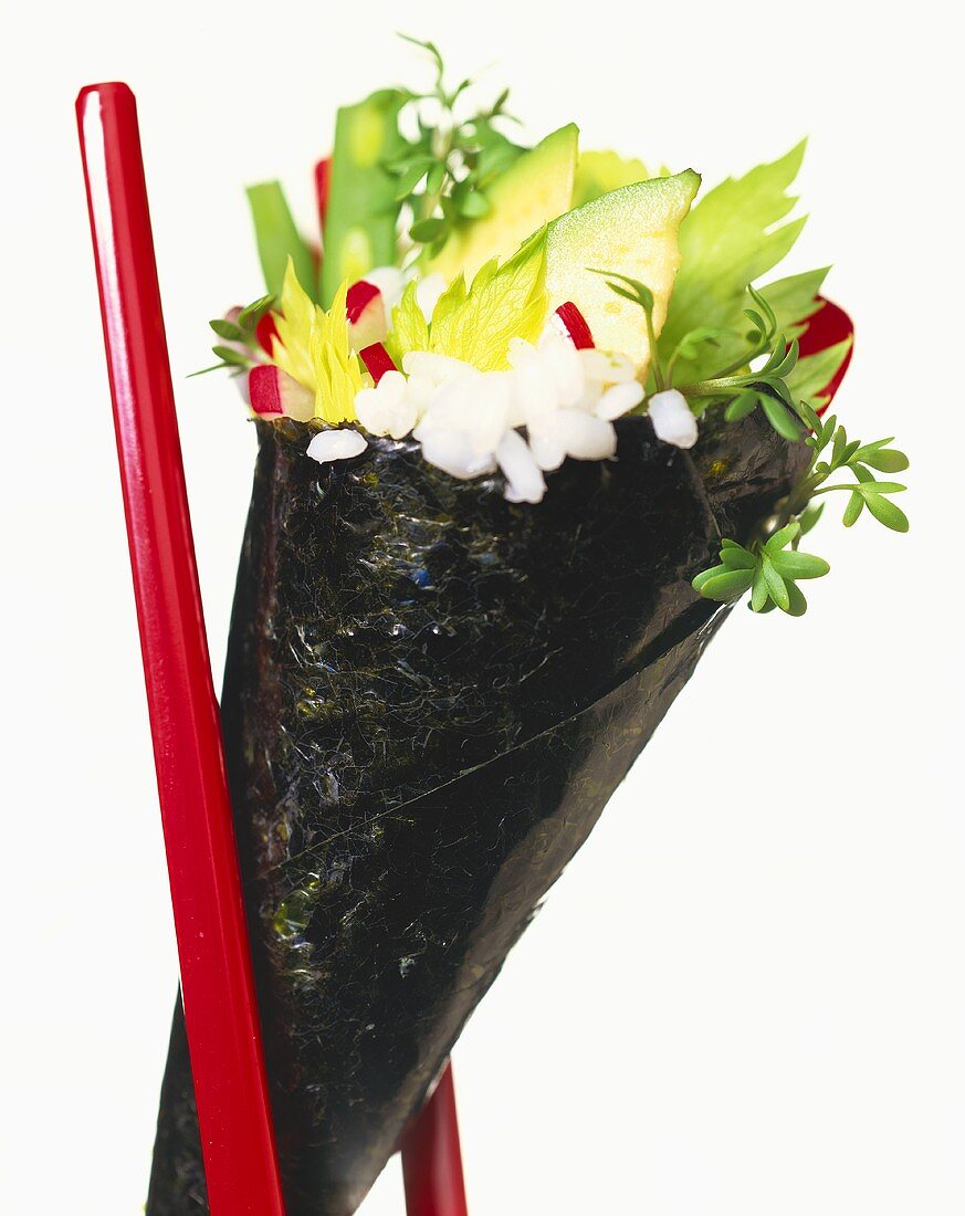 Temaki-Sushi mit Gemüse