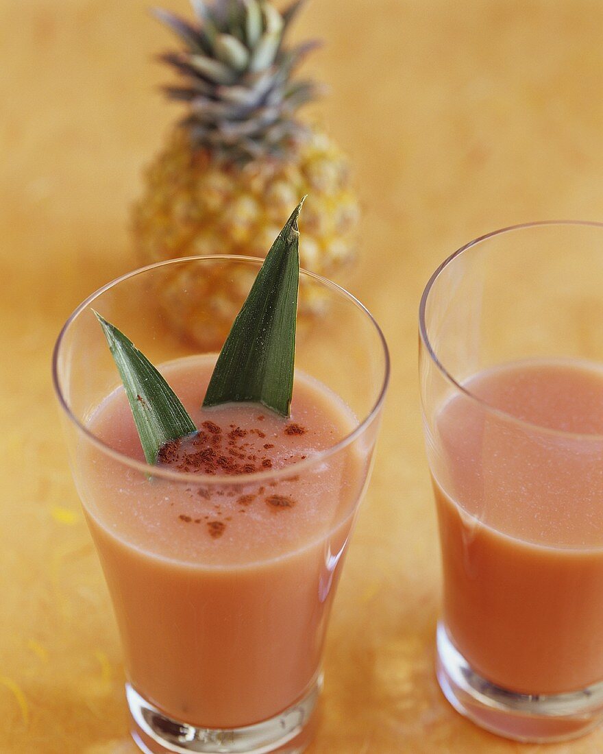 Coconut and pineapple shake with blood oranges