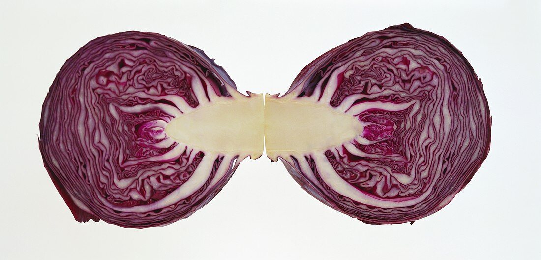 Two red cabbage halves