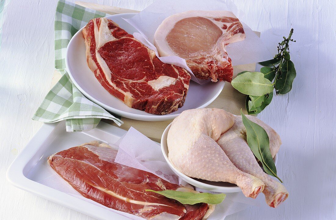 Various types of meat for the barbecue