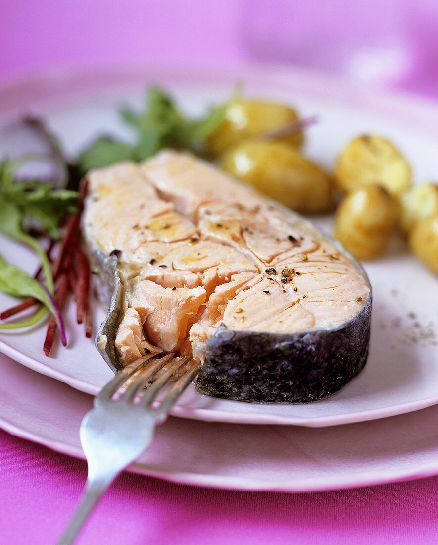 Poached salmon