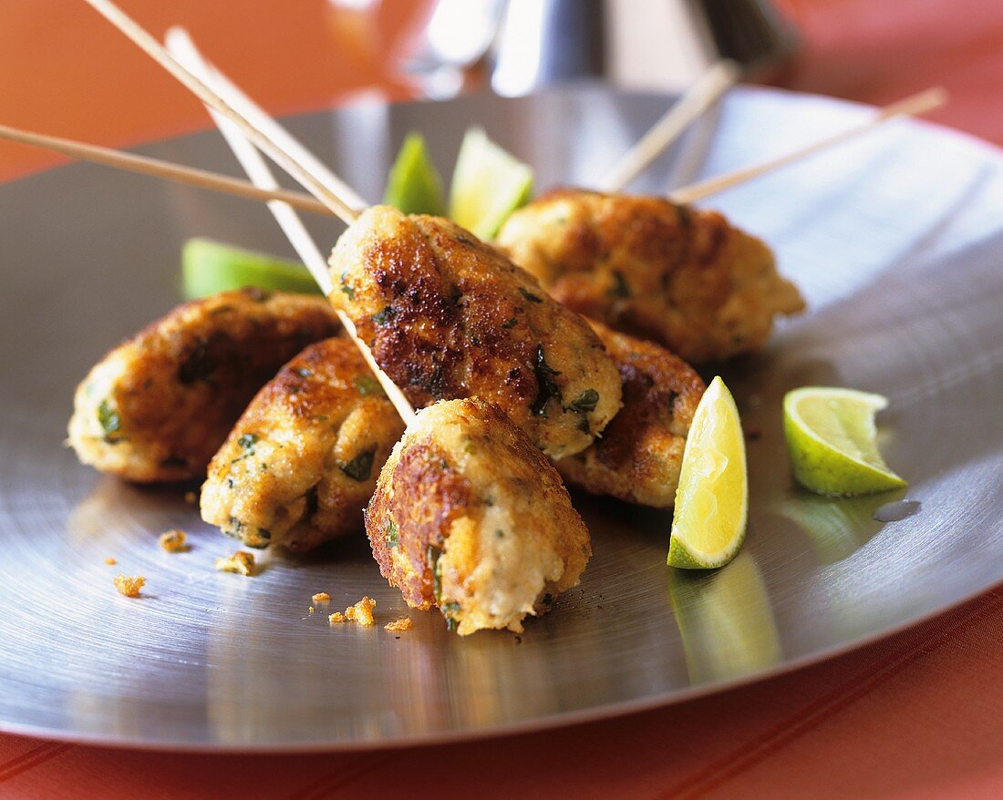 Minced chicken and coriander kebabs