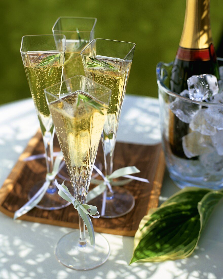 Champagne in square glasses