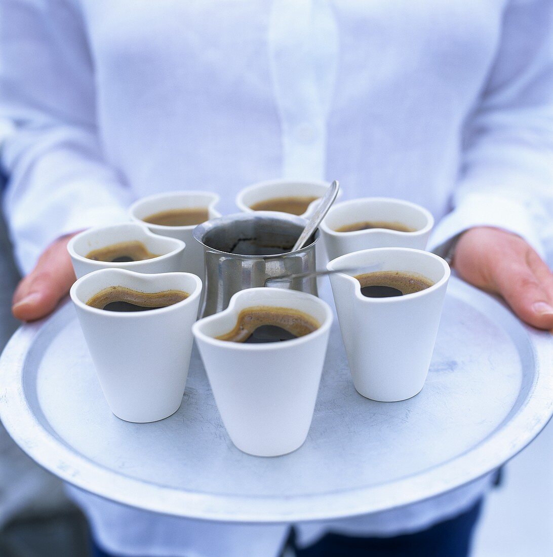 Tray of coffee