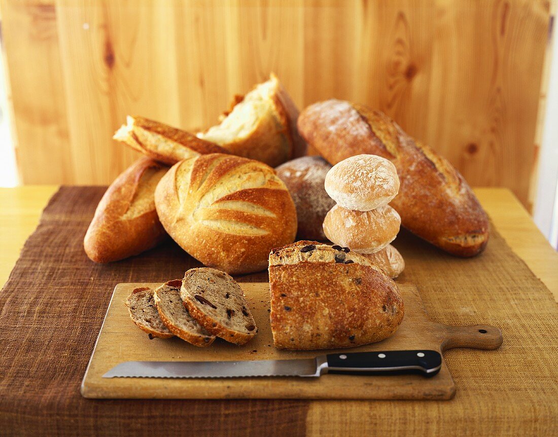 Various types of bread and rolls