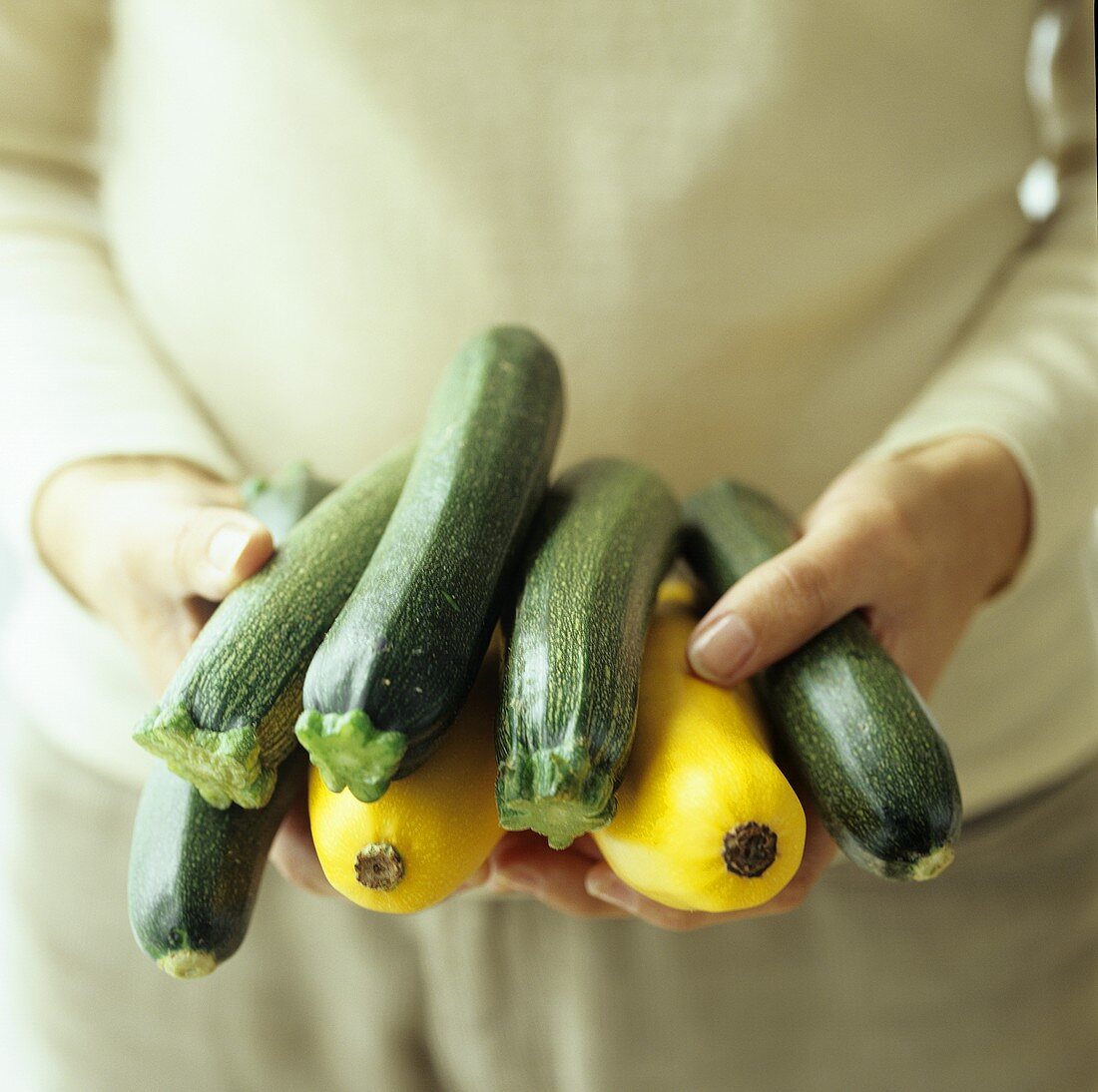 Green and yellow courgettes