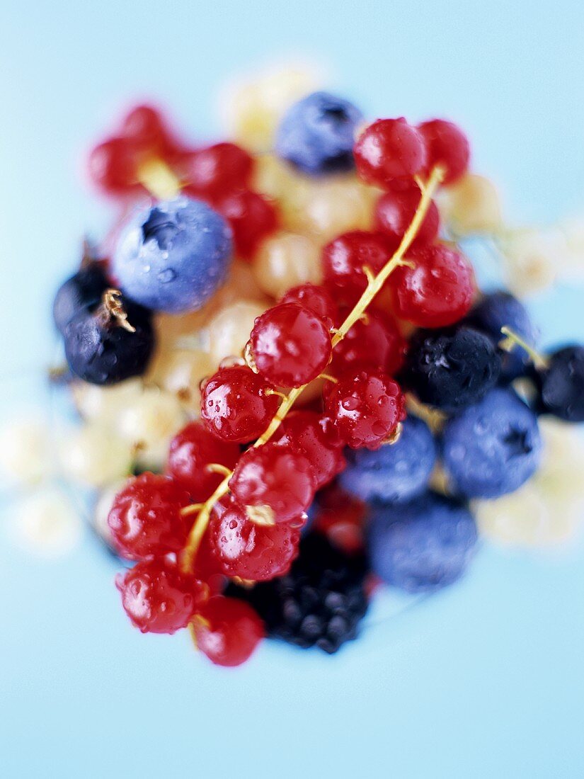 Fresh berries with drops of water