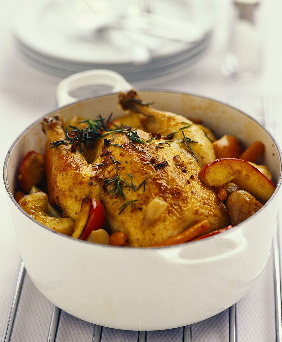 Whole chicken with apple