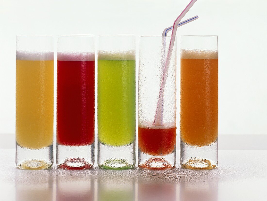 Various juices in glasses