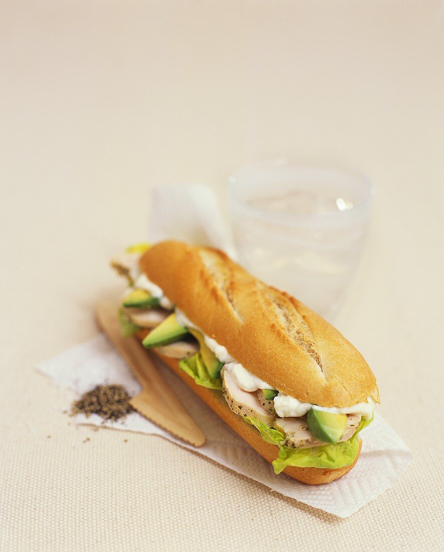 Chicken breast and avocado sandwich