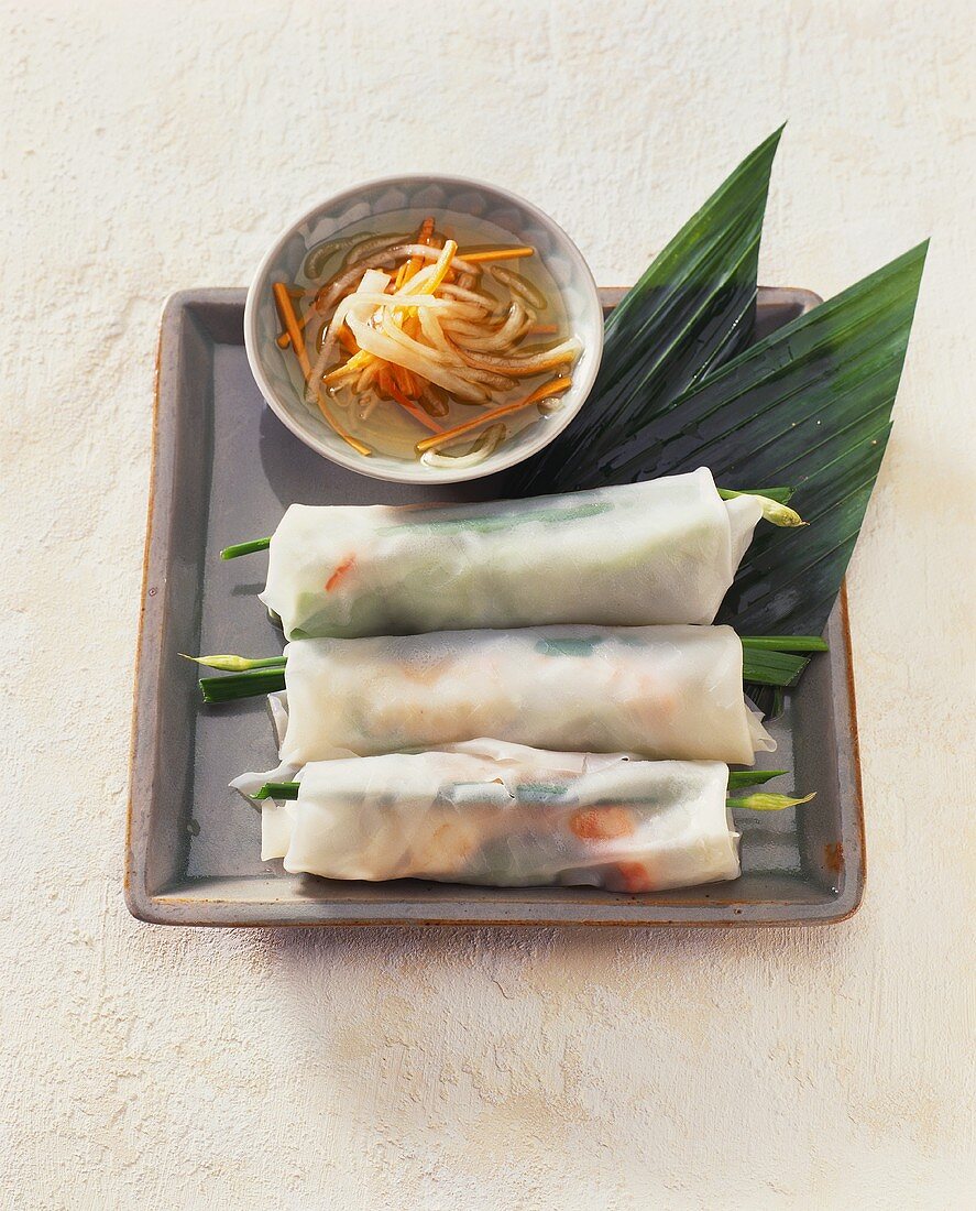 Rice paper rolls with raw vegetable salad (Vietnam)