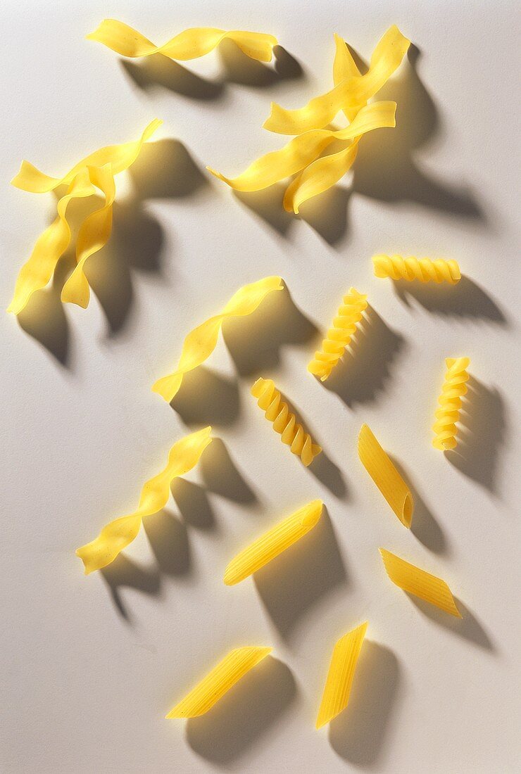 Various pasta spirals and penne