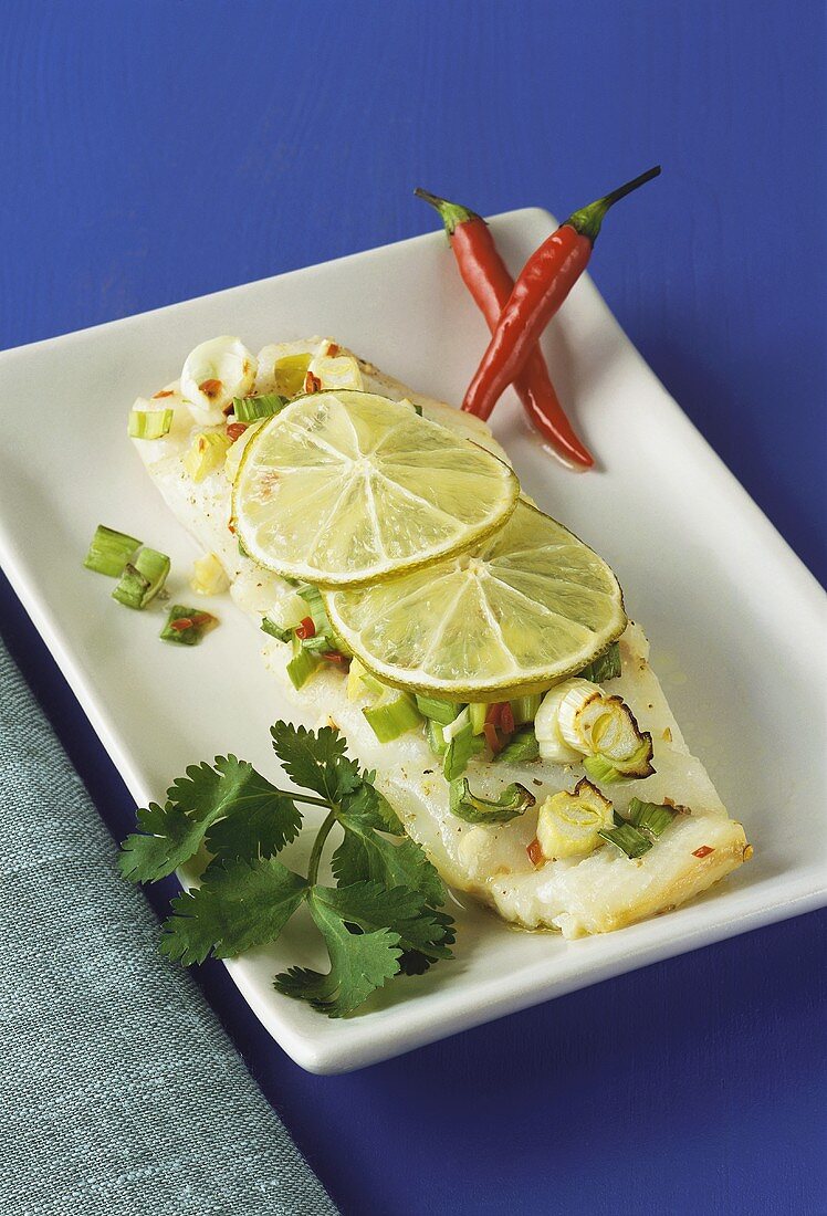 Cod fillet with chili and limes
