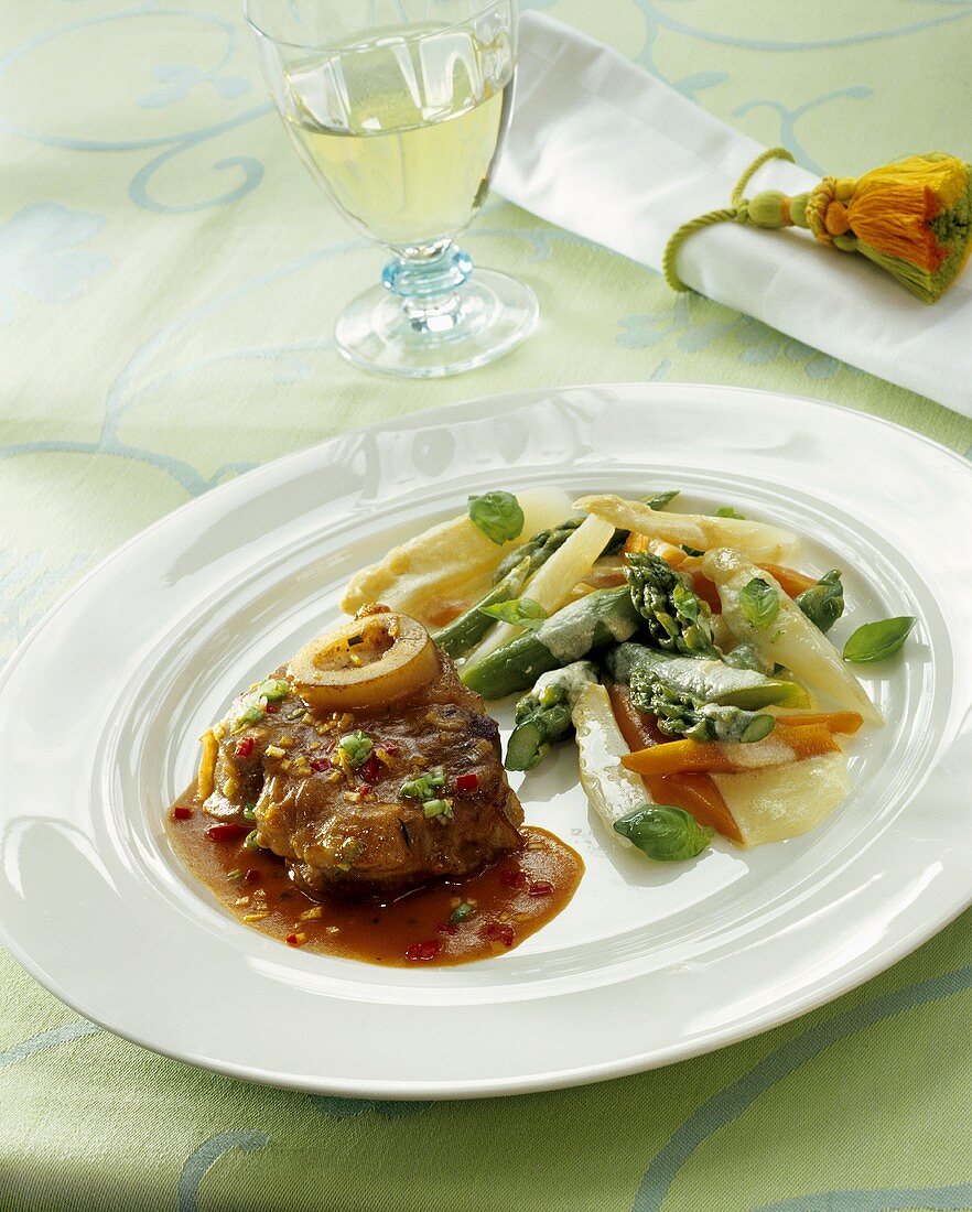 Ossobuco with vegetables in mascarpone sauce