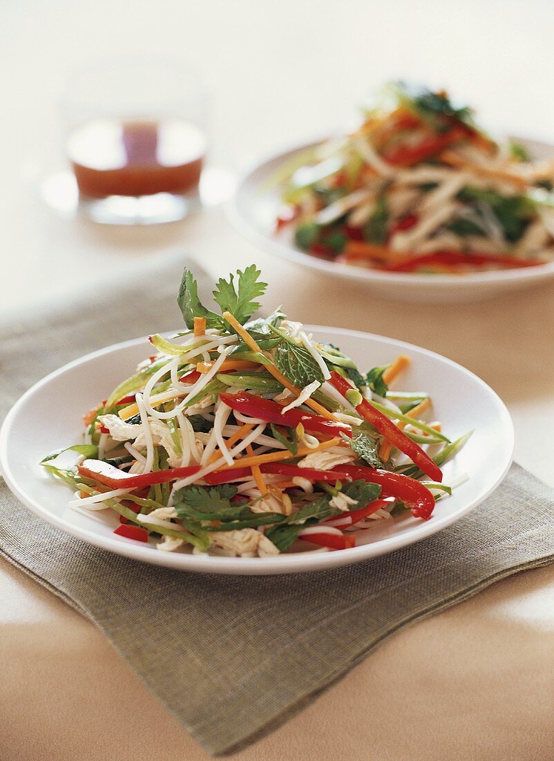 Vietnamese chicken salad with sprouts